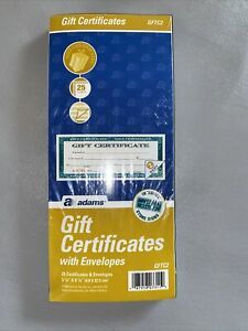 25 Adams Gift Certificates &amp; Envelopes New