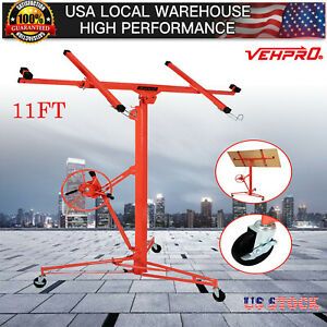 Heavy Duty Tool Drywall Hoist Caster 11FT Lifter Plaster Board Panel Sheet Red