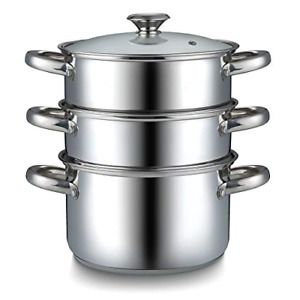 Double Boiler Steamer 4Qt Silver Mirror Polished Stainless Steel For Appearance