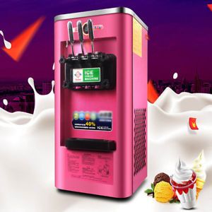 220V Commercial Soft Ice Cream 3 Flavor Steel Frozen Yogurt Cone Maker Machine