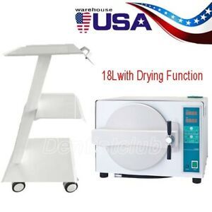 18L Autoclave Medical Automatical Steam Sterilizer /Mobile Trolley Cart 3 Shelf