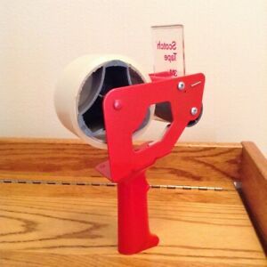 Scotch 3M Tape Gun Dispenser Red Metal Office Shipping Packing Carton Sealing