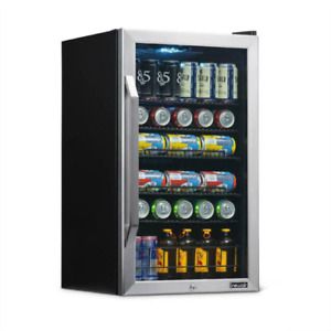 Newair Premium Stainless Steel 126 Can Beverage Refrigerator And Cooler With Spl