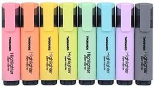 8 Pack Assorted Pastel Colors, Chisel Tip Marker Pen, for Adults &amp; Kids