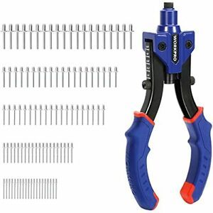 WORKPRO 10-Inch Manual Rivet Gun Heavy Duty Riveter with 3 Interchangeable He...
