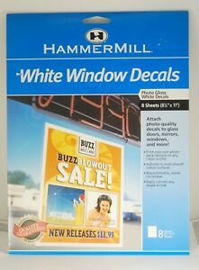 Hammermill White Window Decals White Photo Gloss For Glass Windows Doors NIP