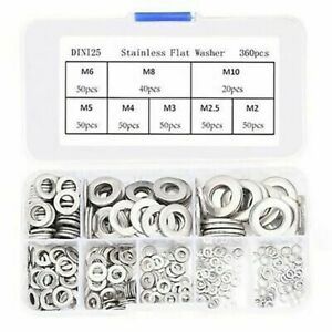 360x Stainless Steel Flat Washer Sealing Ring Washers Assortment Set 8 Sizes