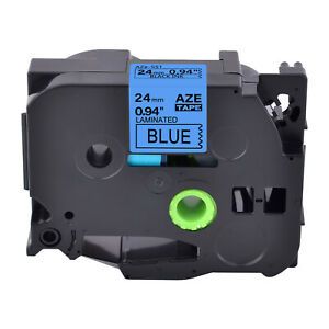 1PK Fits Brother P-Touch PT-D600 TZ-551 TZe-551 Black on Blue Label Tape 24mm