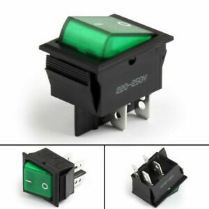 4Pcs SCI Waterproof R13-69B Rocker Switch 4Pin DPST ON-OFF 10A/16A Green