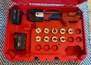 MILWAUKEE 2679-20 M18 FORCE LOGIC 600 MCM CRIMPER W/ 2 Batteries, Case &amp; 9 Dies