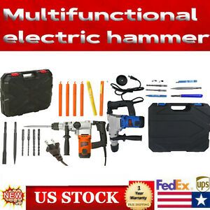 1050W Demolition Jack Hammer Electric Concrete Breaker 2 Chisel 4 Punch Bit Set