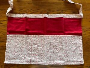 4 pocket waist server apron Ivory Red with hearts