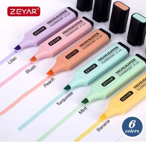Highlighters 6 PC Chisel Tip Marker Pastel Highlighter Pen for College School