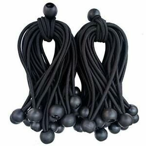 Ball Bungee 4 Inch Black Tie Down Cord 0.8 Inch Ball 50 Piece UV Resistant