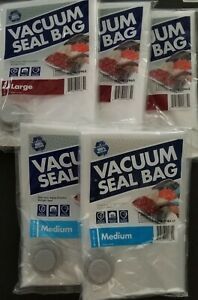 Clear Vacuum Storage Bags ~ 3 Large / 2 Medium by Pratt Retail Specialties. New.