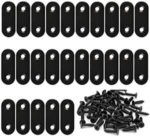 VinBee 30 PCS Black Flat Straight Corner Brace Plates Metal Joining Plate Repair