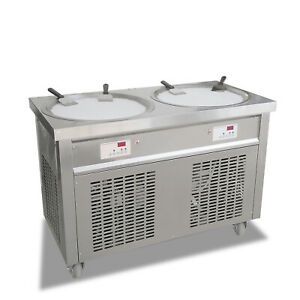 55cm(22&#034;) Double round pans  fried ice cream roll machine,roll ice cream machine