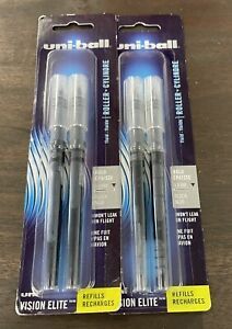 NEW UNI-BALL VISION ELITE Rollerball INK PEN REFILLS BLACK 0.8 mm - 61233 4 PACK