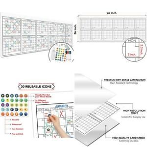 Large Dry Erase Wall Calendar - 36&#034; X 96&#034; - Undated Blank 2021 Reusable Yearly C