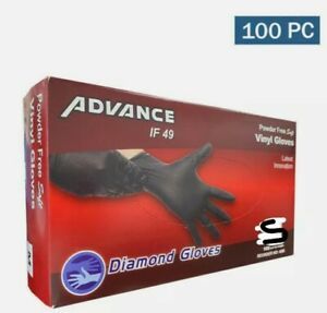 Advance IF 49 Diamond Gloves Black Vinyl Gloves Powder Free CASE ( x10 Boxes )