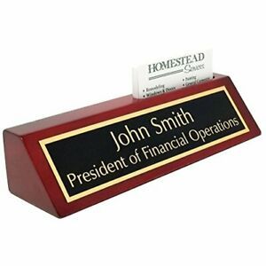 Personalized Business Desk NamePlate Black Piano Finish 2&#034; x 8&#034; Black/Gold Na...