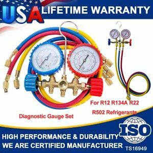 A/C AC Manifold Gauge Sets Quick Coupler Air Conditioner Refrigeration R134A R12