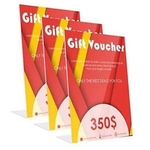 Acrylic Sign Holder 8.5X 11 inches Slant Back, Plastic Table Menu Display 3PACK