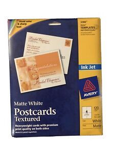 Avery 3380 Textured Matte White Postcard 120 Cards 30 Sheets 5.5”x4.25” New