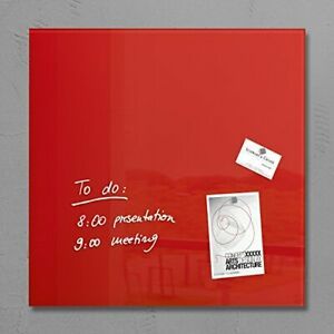 Sigel 19&#034; x 19&#034; Modern Magnetic Glass Board Red SGBOARDNM19-RD