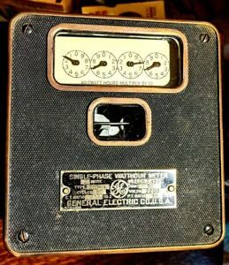 Antique 1926 Bronze Face Electric GE 1 Watthour Meter, Switchboard Mounting