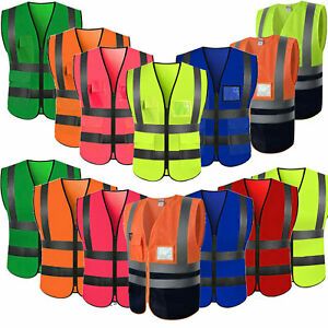 Men&#039;s Hi Vis Viz Safety Work Vest Vest High Visibility Jacket Reflective Top