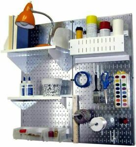 Metal Wall Pegboard Peg Board Panel Organizer Shelf Display Tools Garage 2 Pack