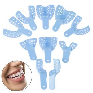 10Pcs Blue Dental Impression Trays Plastic Dental Materials  Oral Care P2