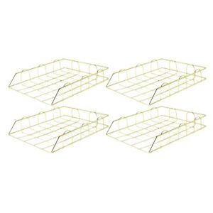 4pcs Desk Stackable Letter Tray File Rack Shelf Holder For Home Office