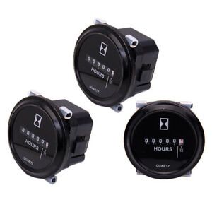 3 pieces 6V-80V DC / AC Round Quartz Hour Meter Gauge for Boat Car Truck