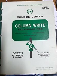 1968 VTG WILSON JONES COLUMNAR pad 6 COLUMN GREEN G7506 CRAFT JUNK JOURNAL