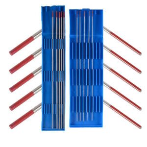 10 x TIG Welding Tungsten Electrodes 2% Thoriated RED 6.89&#034; Length 1/16&#034; &amp; 1/25&#034;