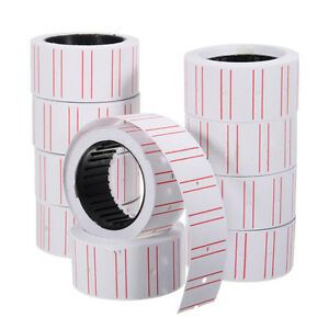 10 Rolls Price Label Paper Tag Sticker MX-5500 Labeller Gun White Red Line F2