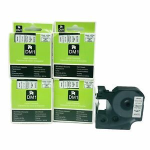 5 1/2&#034;x18&#039; Black on White VINYL LABEL 18444 For DYMO Rhino D1 12mm X 5.5m 1-NOB
