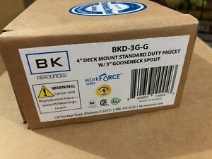 BK Resources 4&#034; Deck mount standard duty faucet w/ 3&#034; gooseneck spout BKD-3G-G