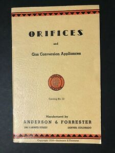 Orifices Gas Conversion Appliances Anderson &amp; Forrester Vintage 1956 book