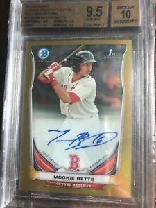 Mookie Betts 2014 Bowman Chrome Prospect Autos Autographed Rookie Card, Quad 9.5