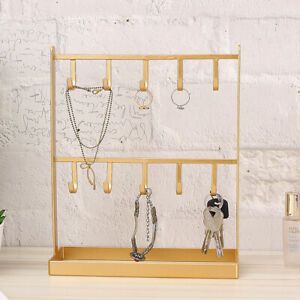 Jewelry Keys Desktop Display Rack Organizer Home Holder 10 Hooks Metal Stand