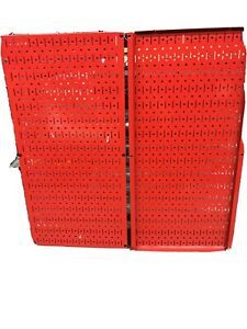2 WALL CONTROL Red Metal Wall Pegboard Organizer Shelf Display Tools 32” X 16”