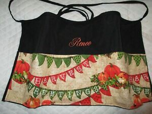 Black Server Waitress Apron Thanks Giving Fall Teacher Name FREE Lady Pizazz