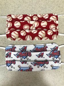 Face Mask / Protection - Anaheim Angels / Baseballs - Set of 2 - Washable - MLB