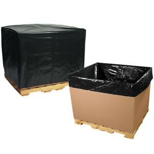 Pallet Covers, 52 x 44 x 60 Inch, 3 Mil, Black, 1 Roll, 50 Per Roll