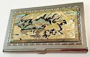 KOREA Inlaid Mother-of-Pearl BUSINESS CARD HOLDER~New in Box