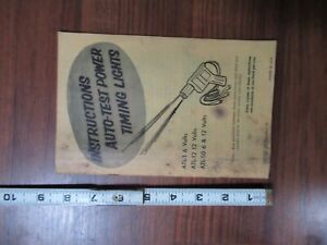 Vintage Instructions Auto-test Power Timing Light Manual Book ATL 1 12 50