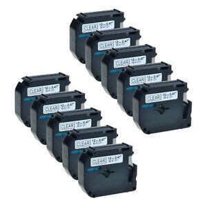 10PK Black on Clear Labelling Tape Cassette For Brother M-K131 M131 P-touch 12mm